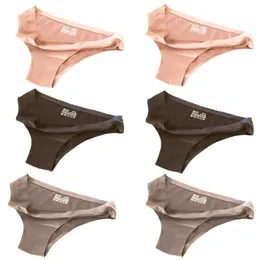 6/lot Brand Sexy Ice silk seamless bikini underwear panties Panty Vrouwelijke T-Back Solid Soft G-string underwear women 220422