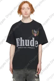 T-shirt Designer Sprzedaj 1 1 wersja Rhude Grain Letters Drukuj T-shirt Mężczyźni Kobiety Para Cotton T Shirt Hip Hop High Street Oversize Tee