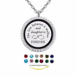 Pendant Necklaces The Love Between A Mom And Daughter Is Forever 30mm Magnetic Floating Locket Gift Birthstones Charm Necklace JewelryPendan