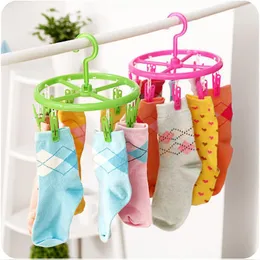 Tvättpåsar torkställ plast plast multiklipp hängande för underkläder hem badrum barn strumpor kläder runda