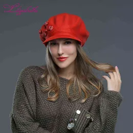 Liliyabaihe Women Hook Berretto in lana lavorata a maglia con berretto in angora Cappello fatto a mano con fiore rosa Girl J220722