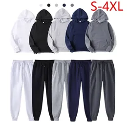 Tuta d'autunno tracce sport a colori solidi pullover a due pezzi set da uomo con cappuccio da uomo pappaghiastreaveweatpants gusthie coppia con cappuccio abita 220610