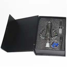 Shisha Mini Nektar Bong Set mit 14 mm 19 mm Gr2 Titan Nagel Mini Glassrohröl Öl Rig Tupf Strohrohre