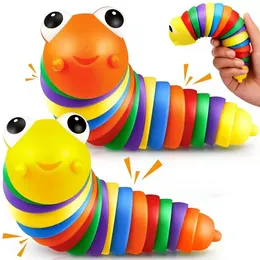 Fidget Toy Slug Partyの明確な柔軟な3Dスラッグジョイントカールカールストレス抗不安感覚おもちゃを子供用Aldult 0813