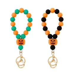 Keychain DIY Silicone Luminous Beads Bracelets Fluorescent Pumpkin Bracelet Keychains