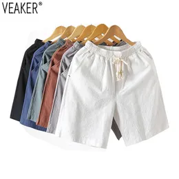 Män s solida lin shorts kinesisk stil linne färg korta byxor manliga sommar andas plus storlek 5xl 220715