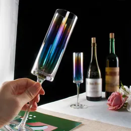 İnci Renk Şampanya Flütleri Şarap bardakları 2 el üflemeli modern kristal gökkuşağı kadehi seti