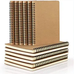 Kraft Cover Notebooks Journals Planner Anteckningar med tomt pappersbrun copybook Dagbok för resenär Studenter som ritar målning