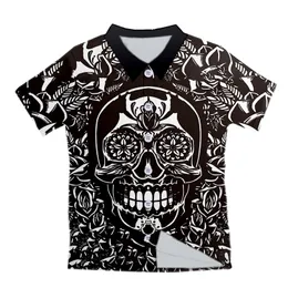 Ujwi męskie hawajskie koszula moda swobodny guzik przerażający wzór czaszki plażowy czarny biały rękaw z top bluzka upuszcza ponadwymiarowe 220624