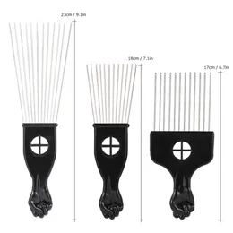 Metal Afro Hair Comb African American Pick Comb Hair Brush Salon Hairdressing Styling Tool Black Fist Hairbrush