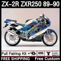 카와사키 닌자 ZX2R 용 오토바이 바디 ZXR250 ZX 2R 2 R R250 ZXR 250 89-98 차체 8DH.83 ZX2 R ZX-2R ZXR-2-250 89 90 ZX-R250 1990 풀 페어링 키트 블루 화이트