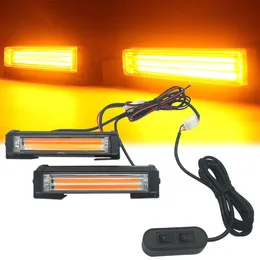 32W High Bright Car COB Warning Light Styling Emergency Strobe Lights Bar Auto Flash White Light 2Pcs/Set