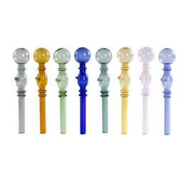 Alien Style Glass Oil Burner Bubblers Pipes Bowl Straight Hand Pipe With Two Stand Mix Color Smoking Water Accessories