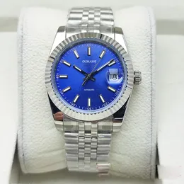 40MM Men's Fashion Watch Automatic Mechanical Sapphire Glass Blue Sterile Dial Stainless Steel 904L Calendar Display