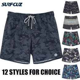 Surfcuz Mens Quick Dry Swim Trunks Printed Beach Board Shorts with Mesh Lining Swim Wear Suits Shorts Forts for Men 220505