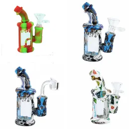 Großhandel Protable Mini-Silikon-Wasser-Dab-Ölbohrinsel-Bong mit Quarz-Banger oder rauchender Glas-Tabakschale