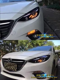 Auto LED Lauf Kopf Licht Montage Für Mazda 3 Axela LED Scheinwerfer 2014-2016 Dynamische Blinker Fernlicht objektiv Auto Zubehör Lampe
