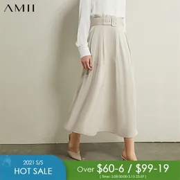 Amii Minimalism Autumn Winter Fashion Womens Skirt Causal Solid Aline Calflength Female Skirt Temperament Skirt Women 12040392 210306