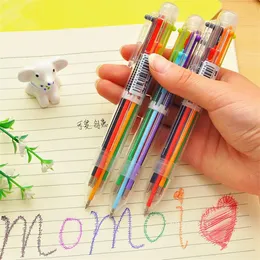 Novelty 6 In 1 Colorful Pens Simple Solid Multifunction Multicolor Ballpoint Pen School Student Stationery Colorfuls Refill Pens ZC1211