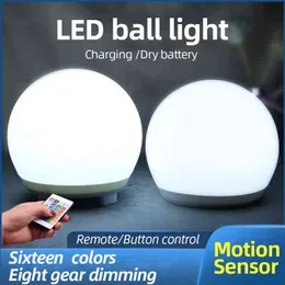 Led Ball Light Bedsides Table Lamp Bedroom Night Light abajur para quarto luminaria de mesa abajour 16 Color With Remote Control H220423
