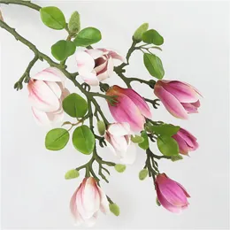 Fiori decorativi ghirlande di alta qualità ramo magnolia in lattice con foglie artificiali decorazioni per camera indie flores artificiale