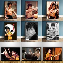 Famous Chinese Kung Fu Star Bruce Lee Canvas Painting Posters and Prints Wall Art Pictures for Living Room Decoration Cuadros