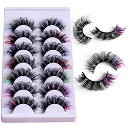 Fashion Color Thick Curly False Eyelashes Extensions Soft and Light Handmade Reusable Multilayer 3D Mink Fake Lashes Easy to Wear Makeup for Eyes