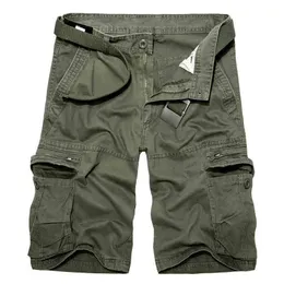 Mens Military Cargo Shorts Summer Army Green Cotton Shorts Män Loose MultiCocket Shorts Homme Casual Bermuda byxor 40 210322
