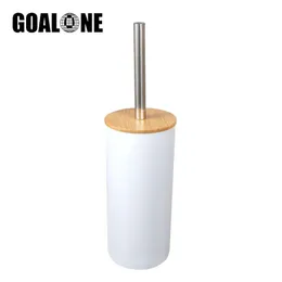 GOALONE Bamboo Toliet Brush Set Freestanding Plastic Toliet Bowl Brush for Bathroom Long Handle Toliet Cleaner Brush with Holder 220624