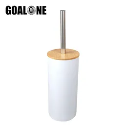 GOALONE Scopino per WC in bambù Set Scopino per WC in plastica autoportante per bagno Spazzola per WC con manico lungo con supporto 220624