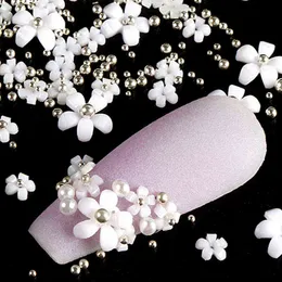 4.5G Akrilik Çiçek Nail Art Dekorasyon Karışık Boyutu Beyaz Rhinestones Gümüş Gem Manikür Aracı Aksesuarları DIY Tırnak Tasarımı Y220408