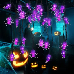 Strings Battery Operated Halloween Decoration String Lights 10/20/40 LED Purple Spider For Party Yard DecorationLED StringsLED