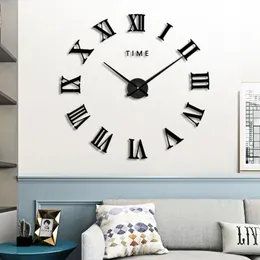 Wanduhren Mode 3D Uhr Modernes Design Acryl Spiegel Aufkleber Wohnzimmer Dekoration Quarzuhr Horloge Home DecorWall