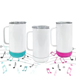 14oz Sublimation Bluetooth Tumbler Double Wall Stainless Steel Smart Wireless Speaker Music Tumblers with handle By Express