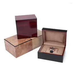 Uhrenboxen Hüllen Mode Luxus Holz Single Slot Box Reise Business Armreif Armband Aufbewahrungskoffer Einzelhandel Schmuck DisplayWatch Hele22
