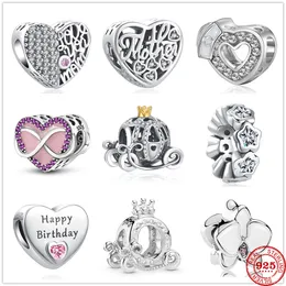 925 Sterling Silver Dangle Charm Infinity Love Heart Mother Star Spacer Pärla Fit Pandora Charms Armband DIY JEYCTY ACCESORies