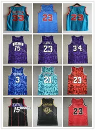 15 كارتر رجال 23 مايكل كرة السلة جيرسي كلاسيك خمر Scottie 33 Pippen Dennis 91 Rodman Allen 3 Iverson 21 Duncan Retro J Jerseys