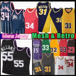 Hakeem Oluwon Reggie Miller Jason Williams Mesh Basketball Jersey Retro Jerseys 34 31 55