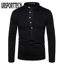 UrsportTech color sólida camiseta homens de manga comprida camiseta casual tops roupas primavera outono de rua de rua tamis tamis 220714