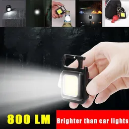 Mini LED-ficklampa Arbetsljus Bärbar ficka Arbetsljus Ficklampa Nyckelringar USB Uppladdningsbar för utomhuscamping Liten korkskruv