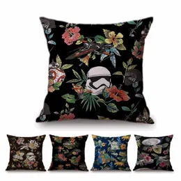 Floral Warrior Cartoon Art Space Ship Cute Sofa Decorative Throw Pillow Case Cotton Linen Square Funky Cushion Cover 220623