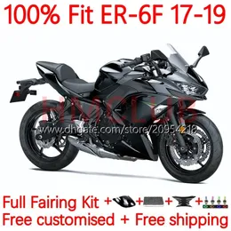 Kawasaki ninja 650r er 6f 6 f er6f 17 18 19 20 gövdeye 18no.6 ninja650r er6 f cowling er-6f 2017 2018 2019 2020 vücut kiti mette siyah