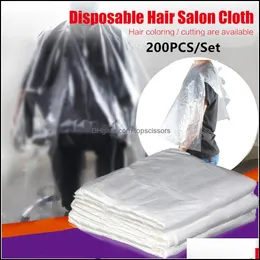 Cutting Cape Hair Care Styling Tools Products 200Pcs/Set Transparent Apron Disposable Waterproof Hairdressing Cloth Salon Barber Gown Drop