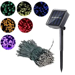 سلاسل 7/12/22/32M LED Solar LED Lights 8 أوضاع اللون تغيير في الهواء الطلق مقاوم للماء لعيد الميلاد شرفة حديقة الزفاف