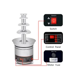 110V 220V Fontana di cioccolato elettrica Carrielin Commerciale in acciaio inossidabile 4/5/6/7 Livelli Cioccolatini Macchina a cascata Macchina per il riscaldamento