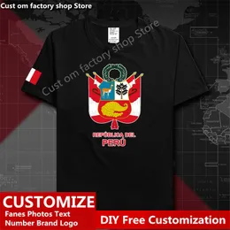 Peru Peruvian Cotton T Shirt Custom Jersey Fan DIY Numer Numer Tshirt High Street Fashion Hip Hop Loose Casual T-shirt na 220609