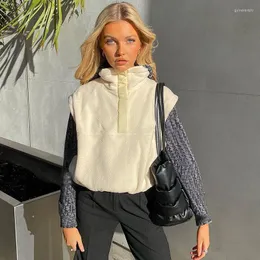 Style projektanta damskie kamizelki odzież jesień i zimowe ciepłe luźne stand-up ukryty guziki pluszowe bluzy bluzy Kobiety Guin2