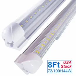 6500K 6000K V-formade 8ft LED-rör T8 Integrerad kylare Dörrljus 8Foot Dubbel sidor LED-butiksladdar AC110V AC120V AC277V Arbetslampa Lampa Oemled