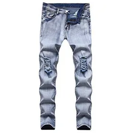 Herr jeans clearance f￶rs￤ljning man man rippad draperad cyklist kn￤ veckad ankel blixtl￥s m￤rke smal passform f￶rst￶rt mager jean