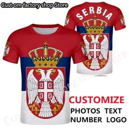 Camiseta de la república de SERBIA, camiseta diy de manga corta a la moda para hombres y mujeres con número de nombre personalizado gratis, camiseta informal 220620